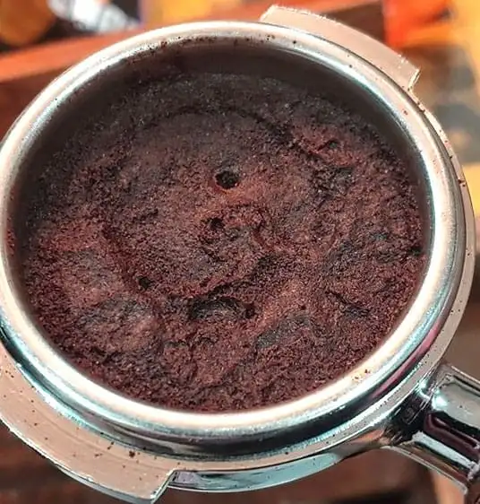 Channeling in an espresso coffee puck