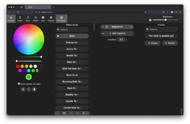 WLED web interface - Control