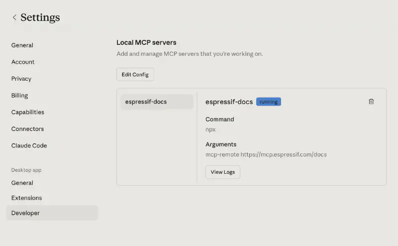 Claude Desktop MCP Server Settings