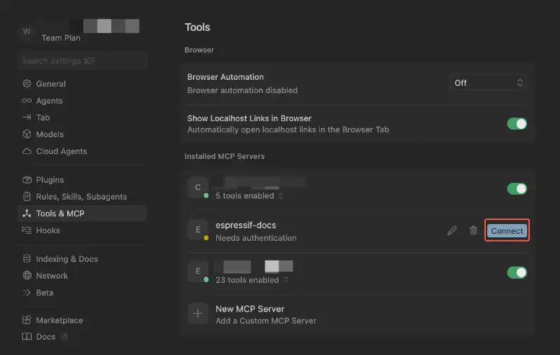 Cursor connect screen