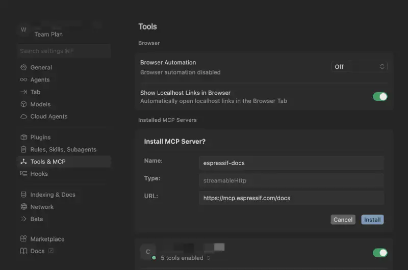 Cursor install screen