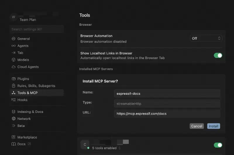 Cursor install screen