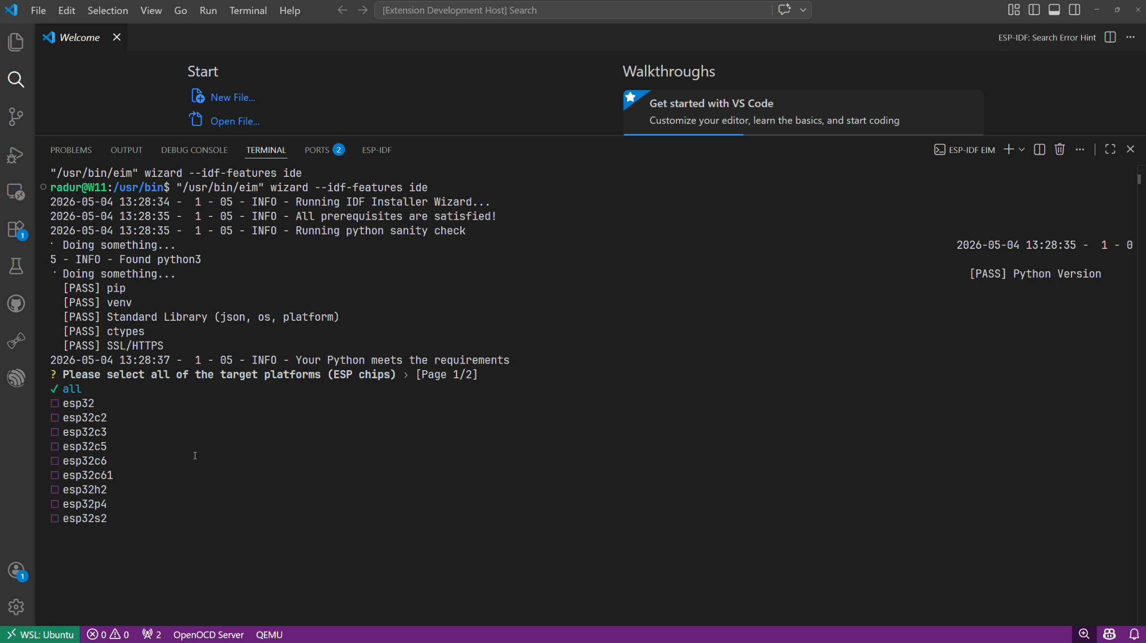 EIM terminal wizard