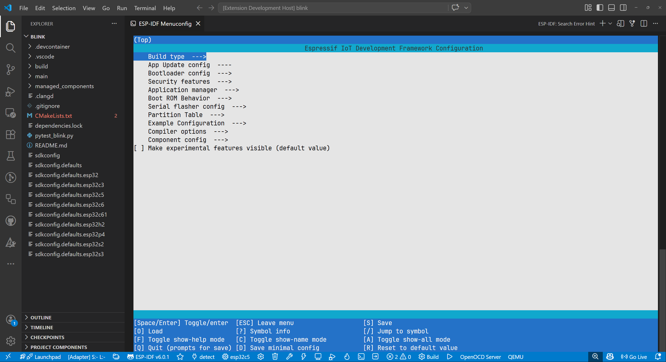 Classic Menuconfig view in VS Code