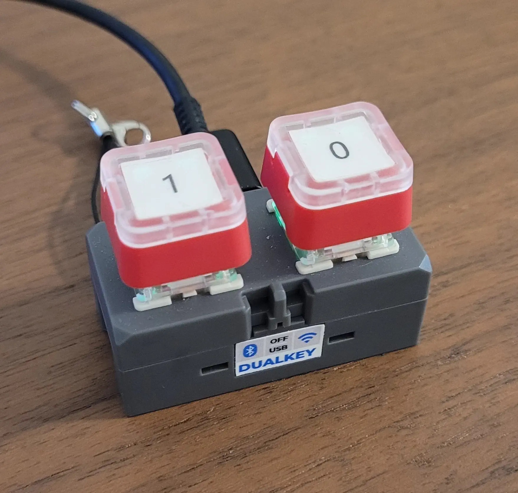 Fig. 1: el kit ESP DualKey con etiquetas.