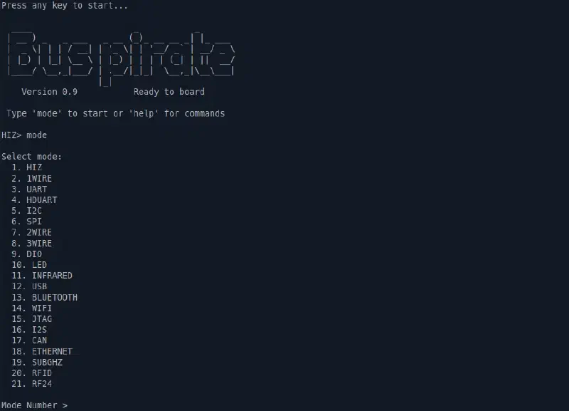 The same CLI over a USB serial connection