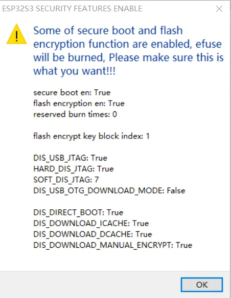 Flash Download Tool Boot Security Config