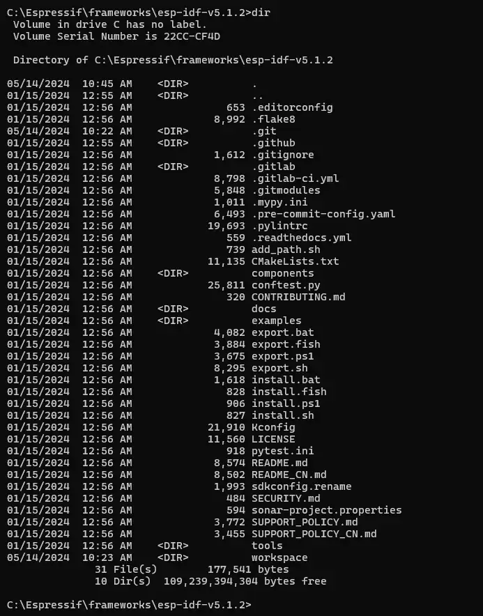 Listing ESP IDF