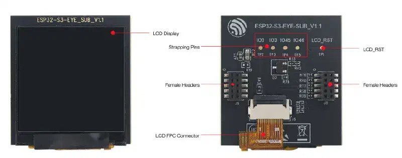ESP32-S3-EYE-SUB sub board, front and back